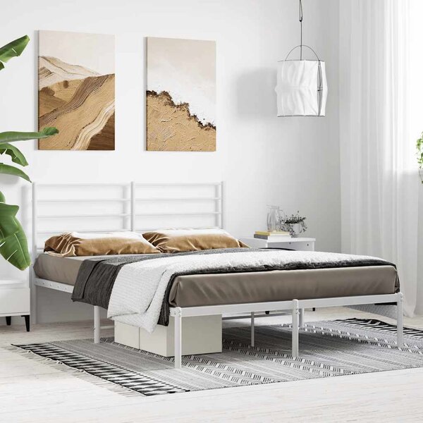 VidaXL Kovový rám postele s čelem 160 x 200 cm [352371] Barva: Bílá