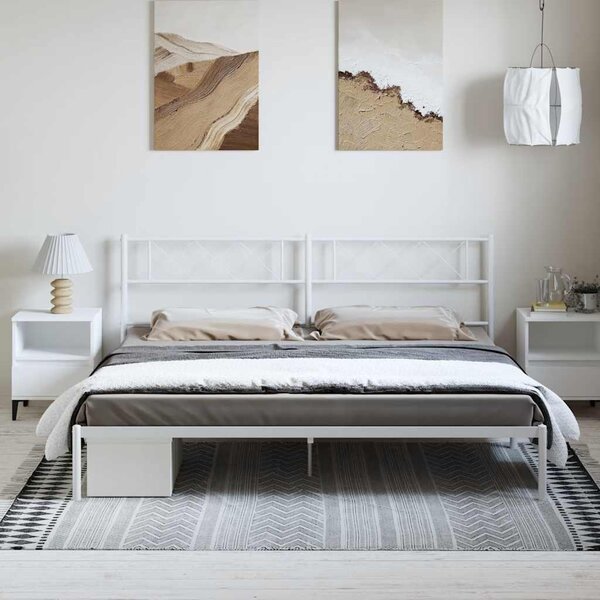 VidaXL Kovový rám postele s čelem 183 x 213 cm [372282] Barva: Bílá