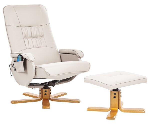 Masážní křeslo RELAXPRO s podnožkou Umělá kůže Světle béžová