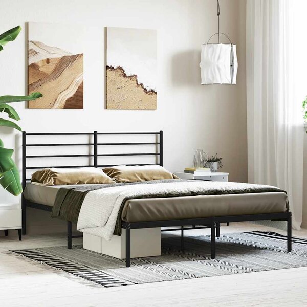 VidaXL Kovový rám postele s čelem 160 x 200 cm [352371] Barva: Bílá