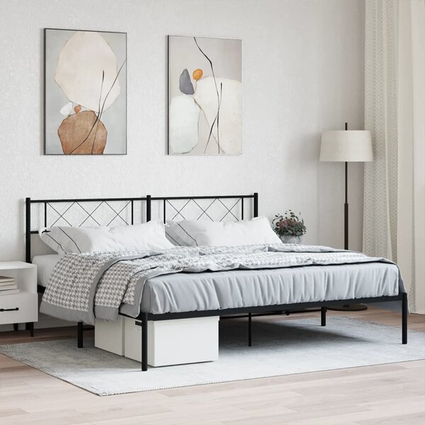 VidaXL Kovový rám postele s čelem 180 x 200 cm [372281] Barva: Černá