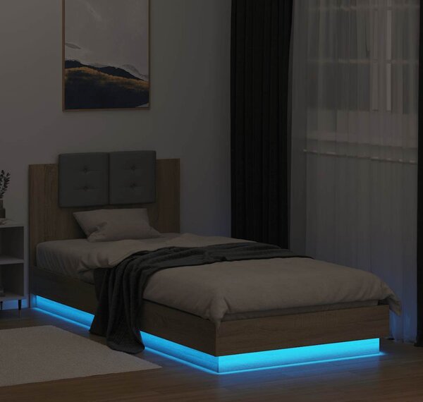 VidaXL Rám postele s čelem a LED osvětlením 100 x 200 cm [3210025] Barva: dub sonoma