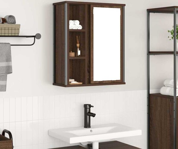 VidaXL Koupelnová nástěnná skříňka se zrcadlem 60x21x60 cm [861905] Barva: hnědý dub