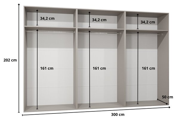 Šatní skříň Alaris 3 300 (černá) (se zrcadlem)