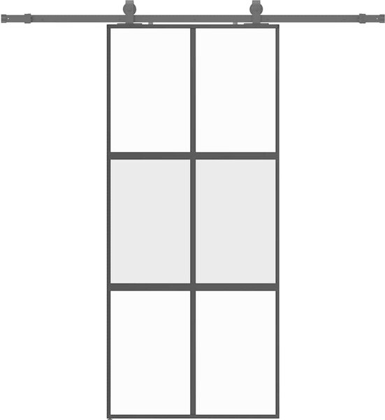 VidaXL Posuvné dveře se sadou kování černé 90x205 cm Tvrzené sklo [3375881] Barva: Černá a matná