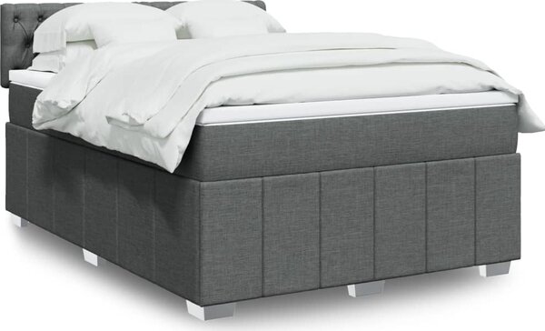 VidaXL Box spring postel s matrací 140x190 cm textil [3289374] Barva: Tmavě šedá