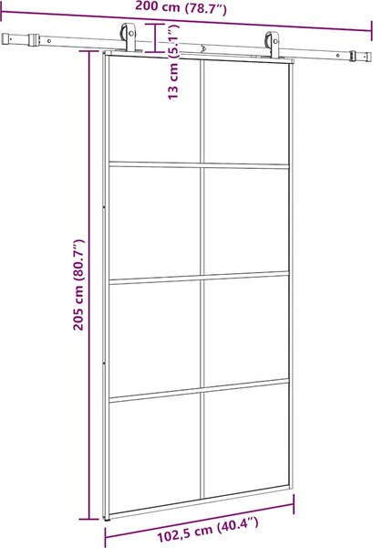 VidaXL Posuvné dveře se sadou kování 102,5x205 cm ESG Glass [3375867] Barva: Černá a matná