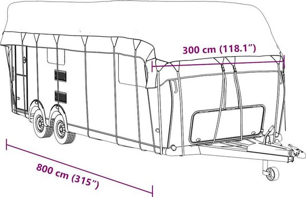 VidaXL Plachta na střechu karavanu šedá 800 x 300 cm netkaná textilie [4015873]