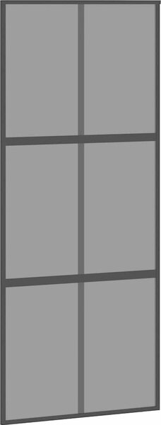 VidaXL Posuvné dveře se sadou kování černé 90x205 cm Tvrzené sklo [3375881] Barva: Černá a matná