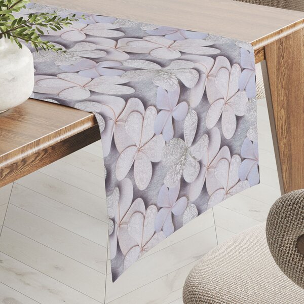 Biante Dekorační běhoun na stůl PML-032 Designové květy na šedém 20x120 cm