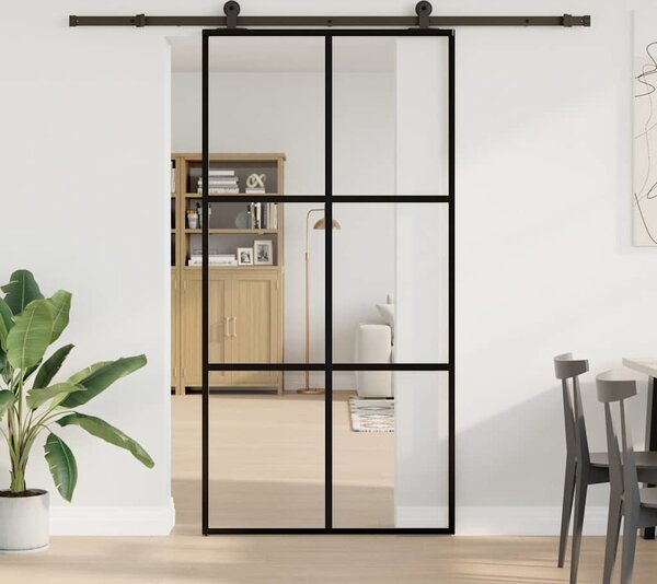VidaXL Posuvné dveře s kováním 102x205 cm ESG sklo a hliník [3332820]