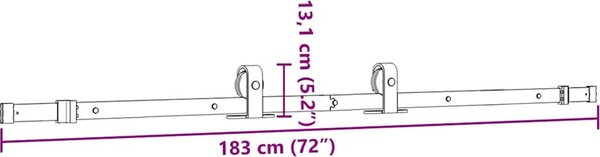 VidaXL Sada příslušenství pro posuvné dveře 183 cm ocelová černá [4009716]