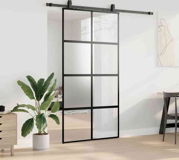 VidaXL Posuvné dveře se sadou kování 102,5x205 cm ESG Glass [3375867] Barva: Černá a matná