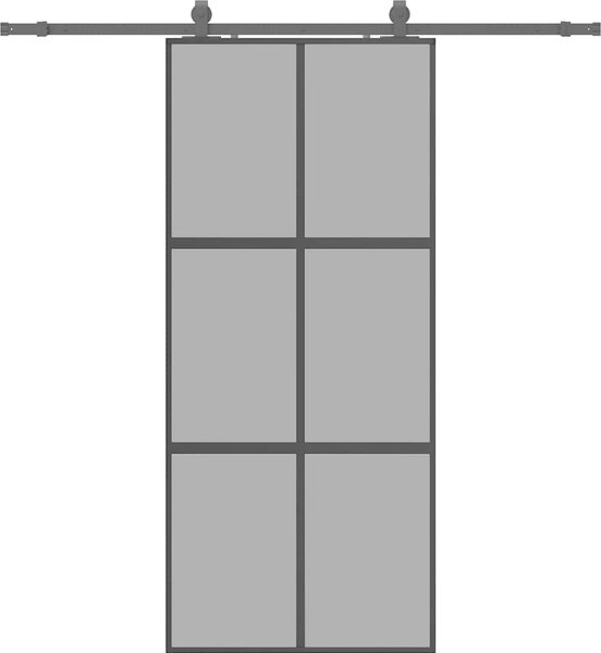 VidaXL Posuvné dveře se sadou kování černé 90x205 cm Tvrzené sklo [3375881] Barva: Černá a matná