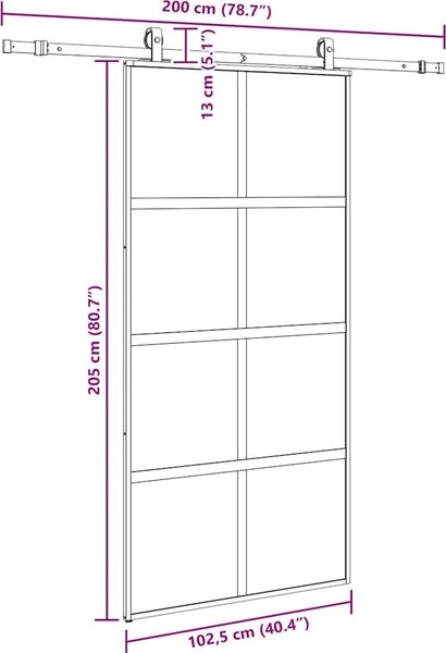 VidaXL Posuvné dveře se sadou kování 102,5x205 cm ESG Glass [3375867] Barva: Černá a matná