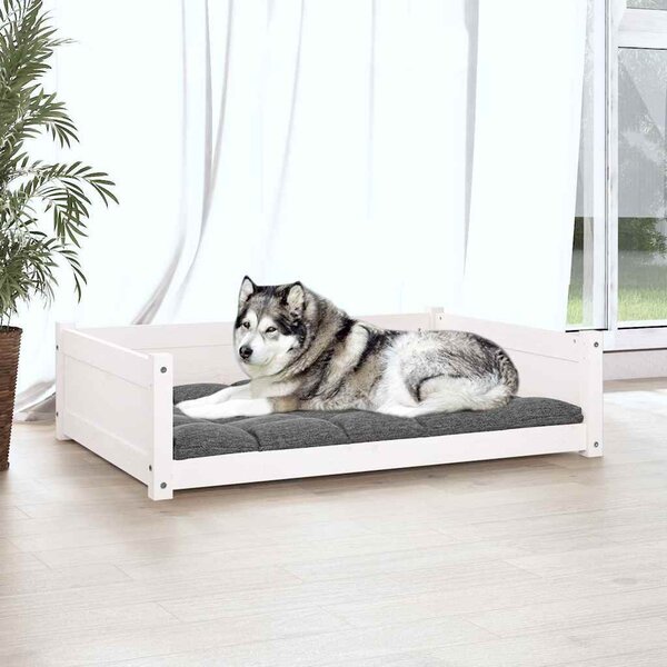 VidaXL Pelíšek pro psy 105,5 x 75,5 x 28 cm masivní borovice [821465] Barva: Bílá