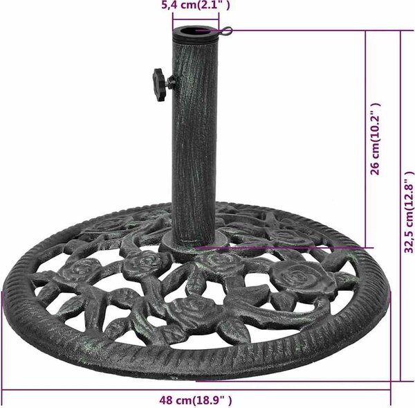 VidaXL Stojan na slunečník litinový 12 kg 48 cm [42171] Barva: Černo-zelená
