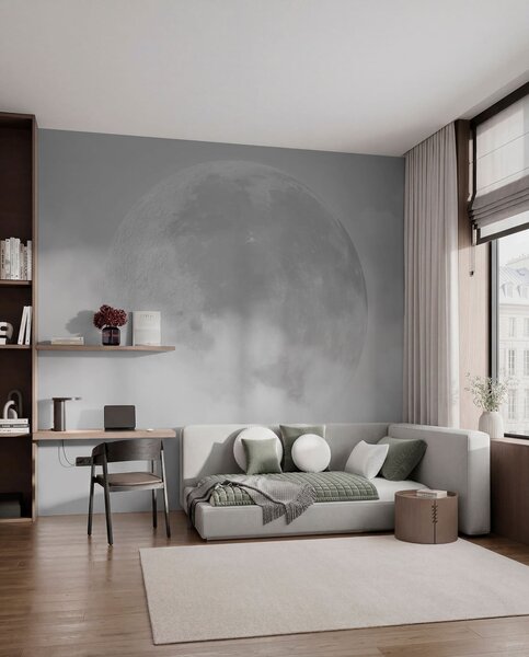 Fototapety Velký měsíc mezi mraky šedé barvy loft stylu, Fototapety space, w00548v1 : uwalls.cz