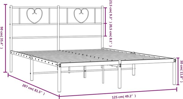VidaXL Kovový rám postele s čelem 120 x 200 cm [355461] Barva: Černá