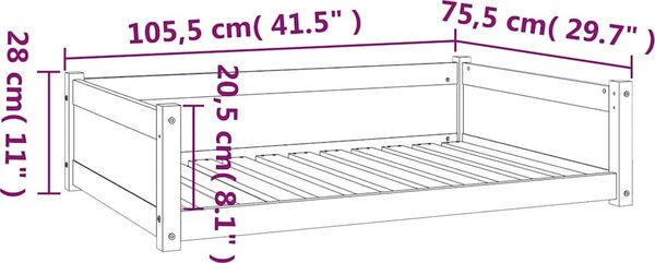 VidaXL Pelíšek pro psy 105,5 x 75,5 x 28 cm masivní borovice [821465] Barva: Bílá