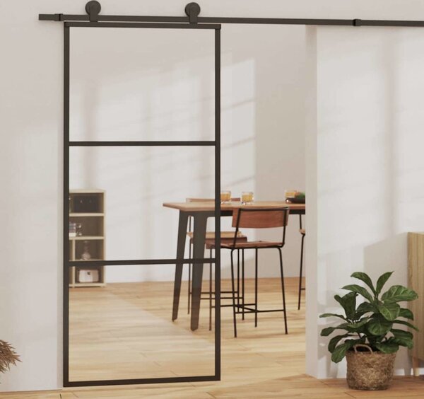 VidaXL Posuvné dveře s kováním ESG sklo a hliník 90 x 205 cm [3081940]