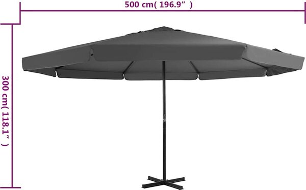 VidaXL Zahradní slunečník s hliníkovou tyčí 500 cm [47369] Barva: Zelená
