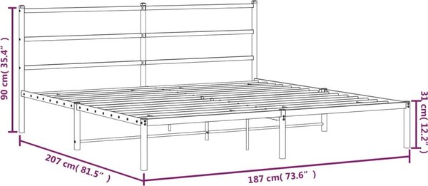 VidaXL Kovový rám postele s čelem 180 x 200 cm [355369] Barva: Černá