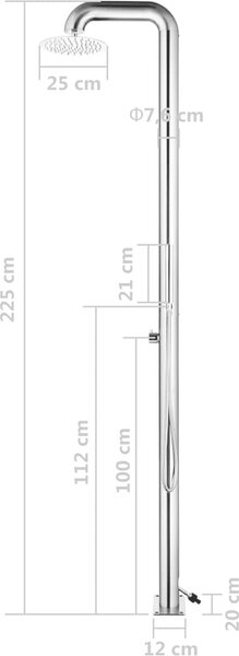 VidaXL Zahradní sprcha 225 cm nerezová ocel [315941]