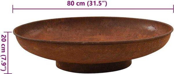 VidaXL Přenosné ohniště 80 cm ocel [313345] Barva: Hnědá