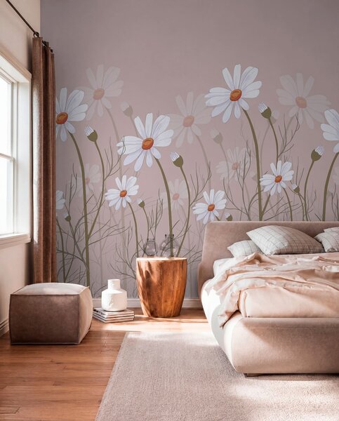 Fototapety velké sedmikrásky na růžovém pozadí, Fototapety květiny, w00802v1 : uwalls.cz