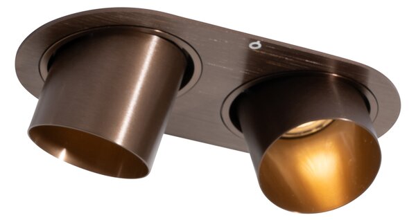 Zakulacené zapuštěné bodové svítidlo tmavě bronzové GU10 50 mm 2-světlo - Installa