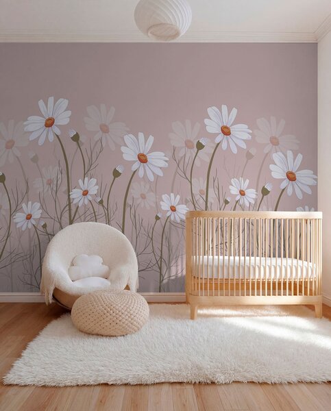Fototapety velké sedmikrásky na růžovém pozadí, Fototapety květiny, w00802v1 : uwalls.cz