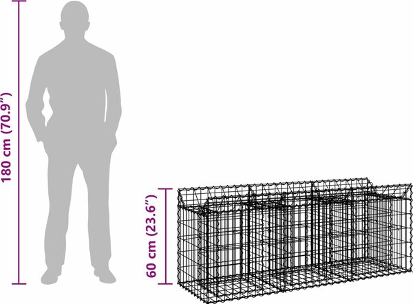 VidaXL Gabionový vyvýšený záhon 150 x 50 x 60 cm Pozinkovaná ocel [42033292]