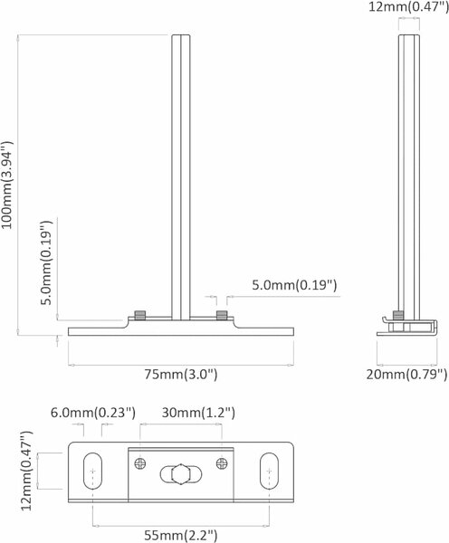VidaXL Plovoucí police držáky 12ks neviditelné Ø12x100mm uhlíková ocel [4012403]