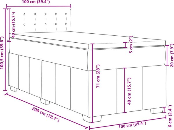 VidaXL Box spring postel s matrací 100 x 200 cm textil [3286999] Barva: Černá