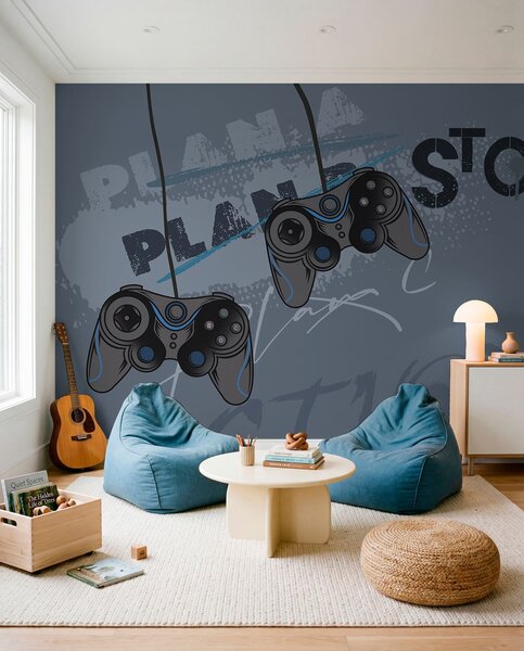 Fototapety Dětská tapeta pro teenagery s joysticky a grafickým, Fototapety teen room, Fototapety pro dospívajícího chlapce, w00829 : uwalls.cz