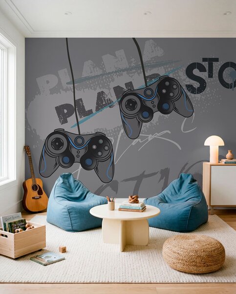 Fototapety Dětská tapeta pro teenagery s joysticky a grafickým, Fototapety teen room, Fototapety pro dospívajícího chlapce, w00829v1 : uwalls.cz