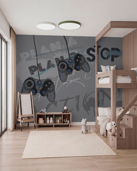 Fototapety Dětská tapeta pro teenagery s joysticky a grafickým, Fototapety teen room, Fototapety pro dospívajícího chlapce, w00829v1 : uwalls.cz