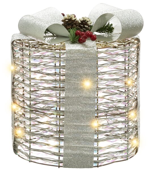 Sada 3 vánočních dekorací LED JULSO Vánoční dárky 20/25/30 cm Stříbrná