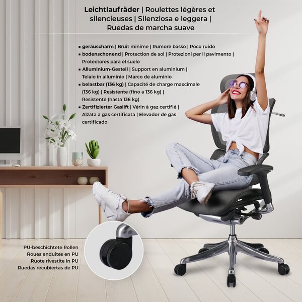 Kancelářská židle Norfolk Ergonomic - Šedá