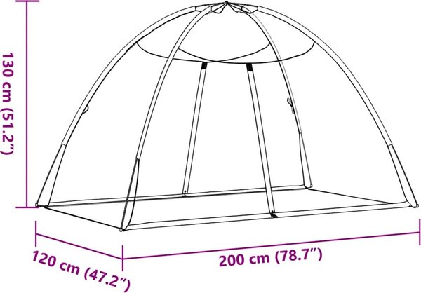 VidaXL Moskytiéra Mongolia s dvířky 220 síťovina 200x120x130 cm [4010042] Barva: Černá