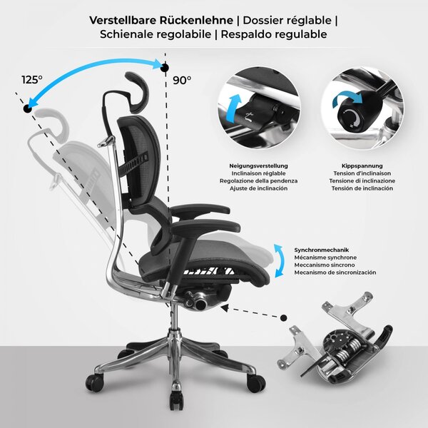 Kancelářská židle Norfolk Ergonomic - Šedá