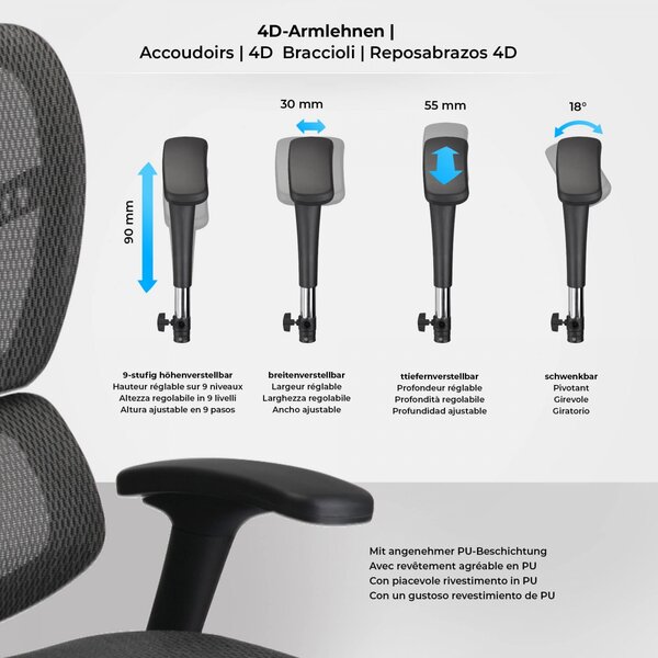 Kancelářská židle Norfolk Ergonomic - Šedá