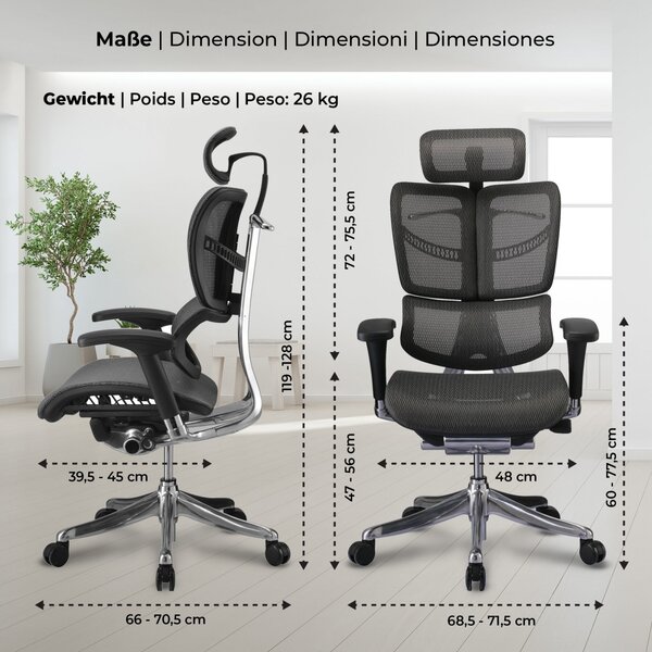 Kancelářská židle Norfolk Ergonomic - Šedá