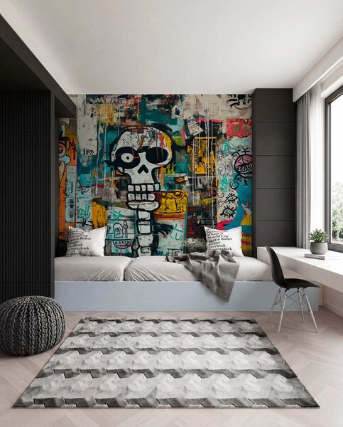 Fototapety Barevné graffiti v basquiatském stylu, Fototapety graffiti, w01187 : uwalls.cz