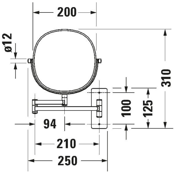 Duravit 99121000 - Nástěnné kosmetické zrcátko D-CODE lesklý chrom