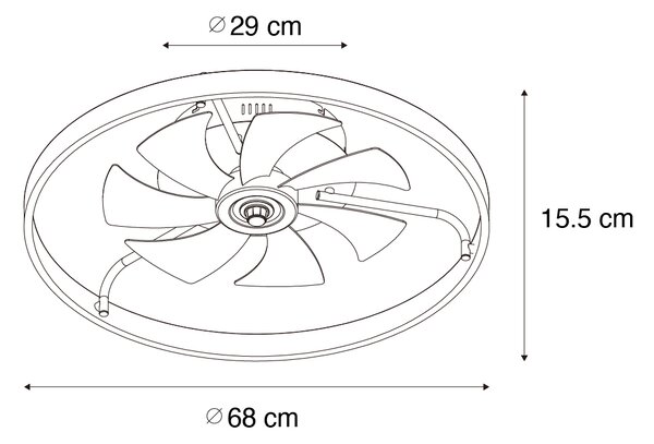 Stropní ventilátor černý 70 cm vč. LED stmívatelný s dálkovým ovládáním - Maddy