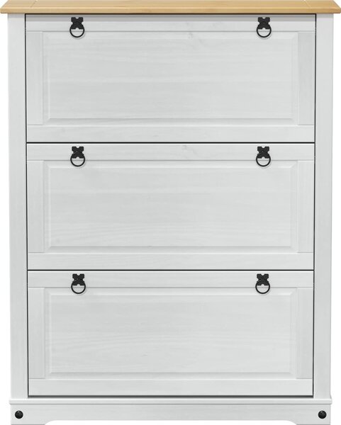 VidaXL Skříň na obuv Corona 99 x 32 x 122 cm Masivní borové dřevo [42024954] Barva: Bílá