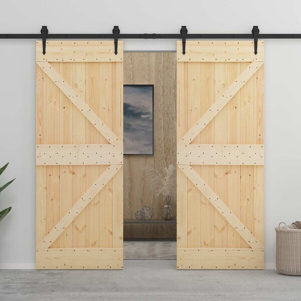 VidaXL Dveře NARVIK 90 x 210 cm Masivní borové dřevo (neupravené) [351043] Barva: Přírodní