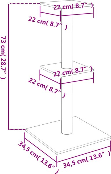 VidaXL Škrabadlo pro kočky se sisalovými sloupky 73 cm [172035] Barva: světle šedá